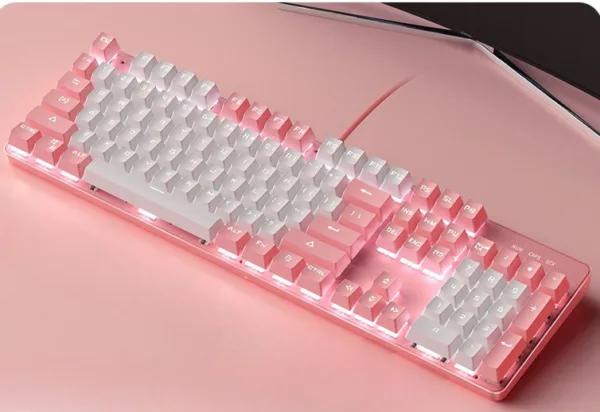 TECLADO ROSADO Y BLANCO